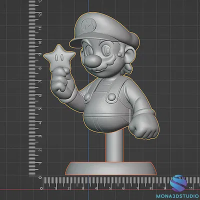 Mô hình 3D STL Tượng bán thân Super Mario cầm ngôi sao Super Star