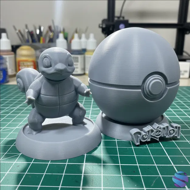 Mô hình 3D Squirtle & Pokeball Display Stand (STL) - Bộ chi tiết đa mảnh - Image 2