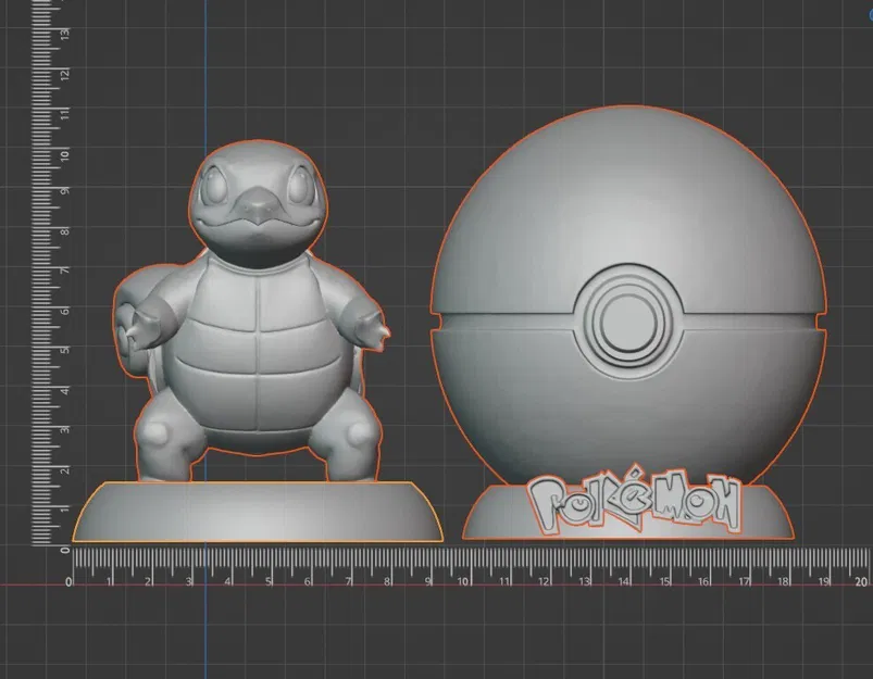 Mô hình 3D Squirtle & Pokeball Display Stand (STL) - Bộ chi tiết đa mảnh - Image 5
