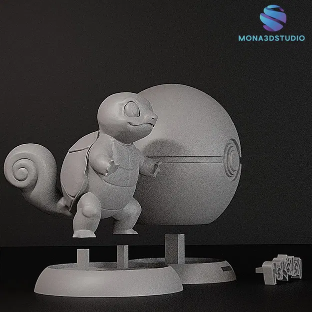 Mô hình 3D Squirtle & Pokeball Display Stand (STL) - Bộ chi tiết đa mảnh - Image 7