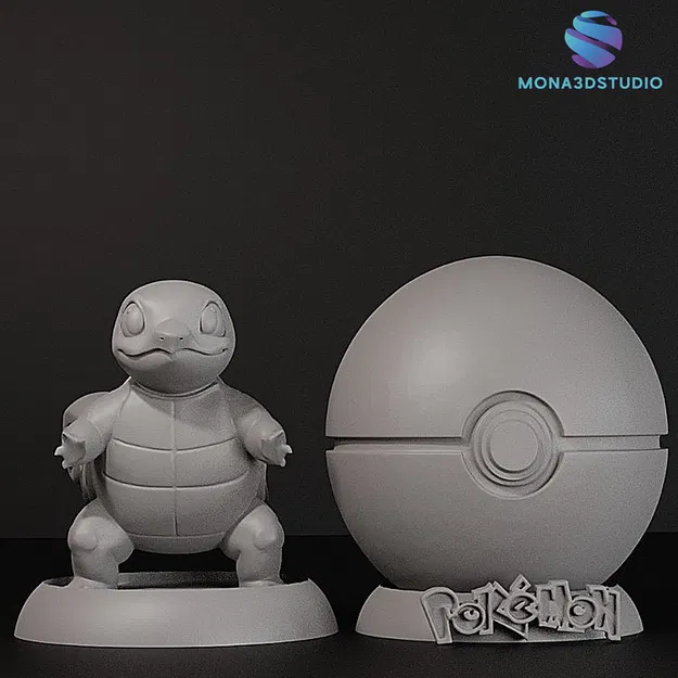 Mô hình 3D Squirtle & Pokeball Display Stand (STL) - Bộ chi tiết đa mảnh - Image 8