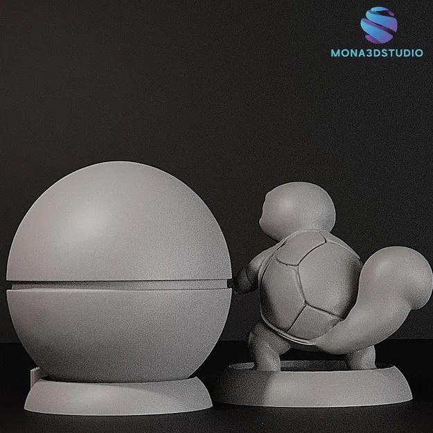 Mô hình 3D Squirtle & Pokeball Display Stand (STL) - Bộ chi tiết đa mảnh - Image 9