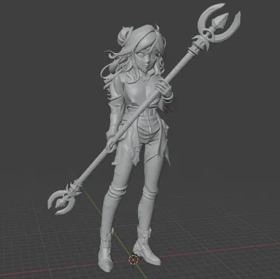 Mô hình nữ pháp sư cầm quyền trượng cho D&D và trò chơi nhập vai