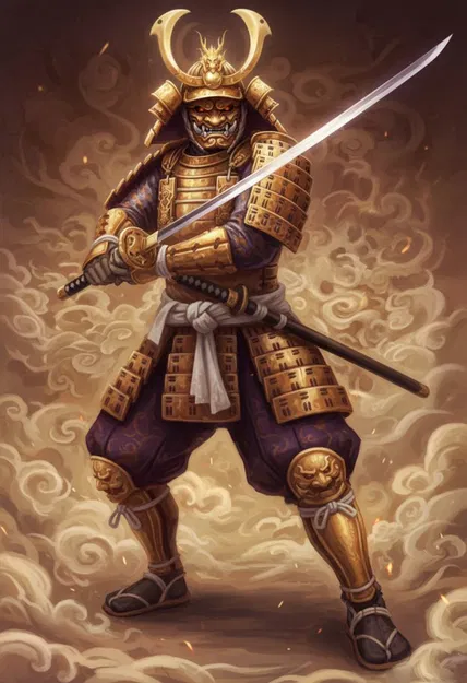 Mô hình 3D chiến binh Samurai (Golden Samurai) siêu chi tiết - Image 2