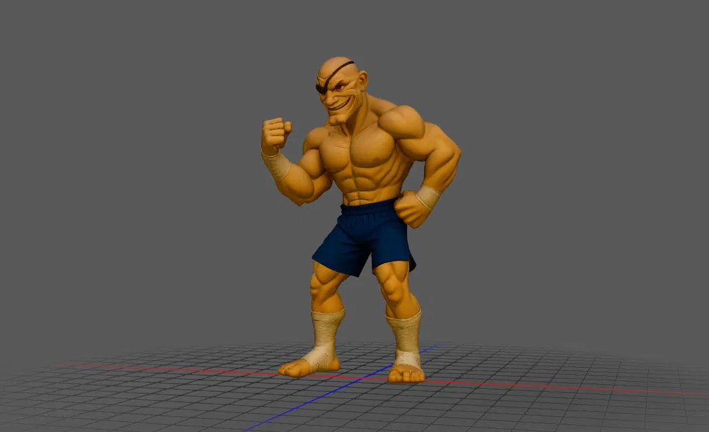 Mô hình 3D Sagat phong cách hoạt hình từ Street Fighter - Image 1