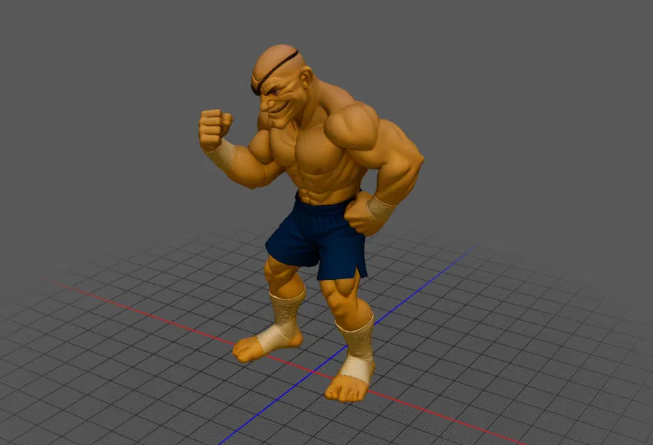 Mô hình 3D Sagat phong cách hoạt hình từ Street Fighter - Image 2