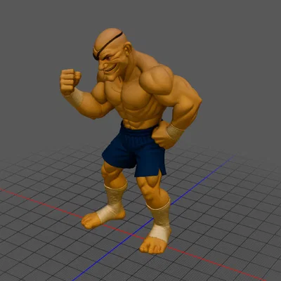 Mô hình 3D Sagat phong cách hoạt hình từ Street Fighter