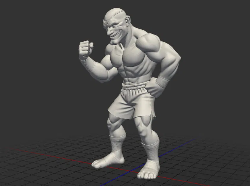 Mô hình 3D Sagat phong cách hoạt hình từ Street Fighter - Image 3