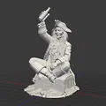 Mô hình 3D thuyền trưởng Jack Sparrow ngồi trên kho báu - Thumbnail 3