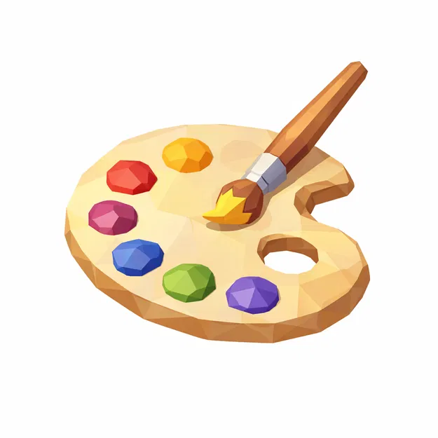 Mẫu 3D bảng pha màu Low Poly Painter Palette trang trí độc đáo - Image 1