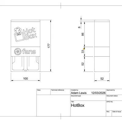 HotBox - Bộ sưởi buồng in PTC 200W nhỏ gọn cho máy in Klipper