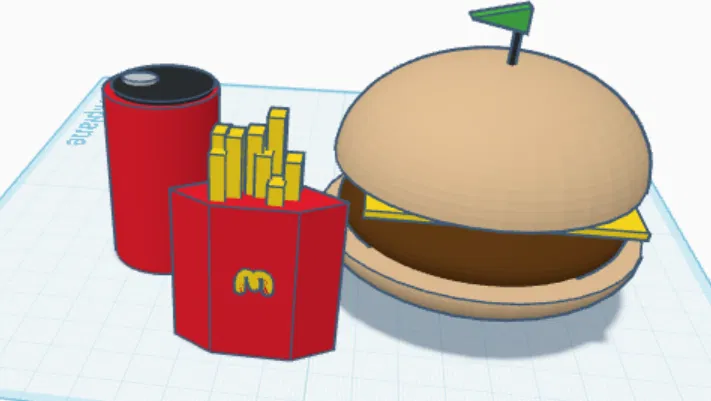 Mô hình 3D Hamburger và khoai tây chiên - Đồ trang trí bàn làm việc - Image 1