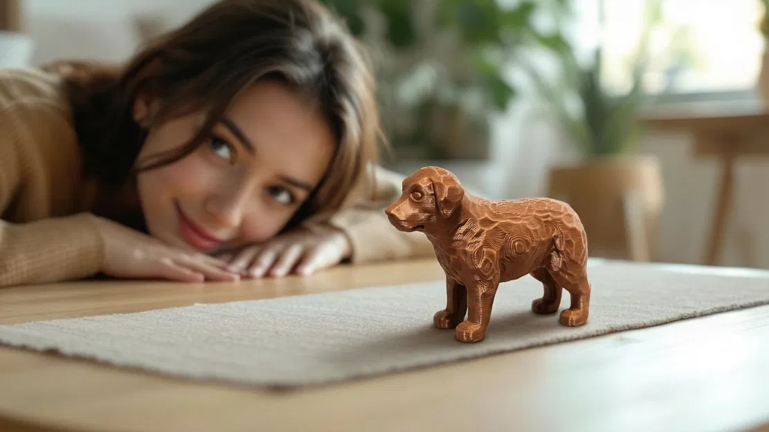 Chú Chó - Phong Cách Chạm Khắc Gỗ - Image 1