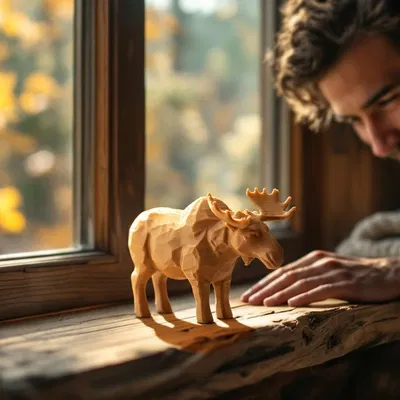 Mô hình chú nai sừng tấm Majestic Moose trang trí bàn làm việc