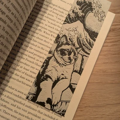 Bookmark chú mèo "Sóng lừng Kanagawa"