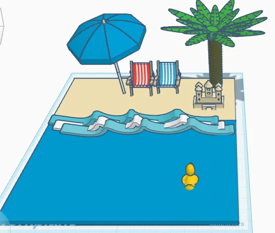 Mô hình tiểu cảnh bãi biển 3D (Beach Diorama) mùa hè sống động - Image 1