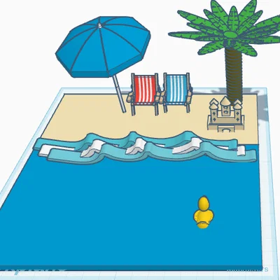 Mô hình tiểu cảnh bãi biển 3D (Beach Diorama) mùa hè sống động