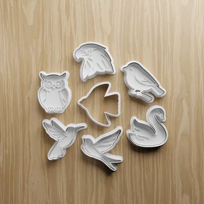 Bộ 7 Khuôn Cắt Bánh Quy Hình Chim STL - Tải Xuống Kỹ Thuật Số (Cú, Thiên Nga, Đại Bàng, Chim Ruồi)