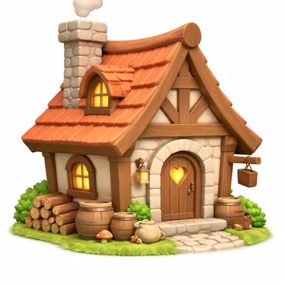 Mô hình ngôi nhà cổ tích Cute Medieval House in 3D cực xinh