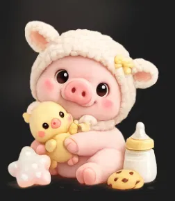 Mô hình chú heo nhỏ Cute Pig 2 đáng yêu để in 3D - Image 1
