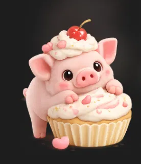 Mô hình in 3D chú heo nhỏ ăn bánh cupcake cực kỳ dễ thương - Image 1