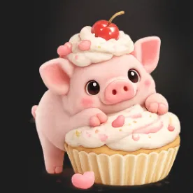 Mô hình in 3D chú heo nhỏ ăn bánh cupcake cực kỳ dễ thương