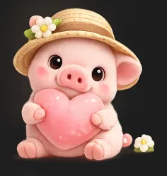Mô hình chú heo con dễ thương ôm trái tim (Cute Pig 3) để bàn - Image 1