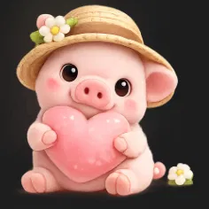 Mô hình chú heo con dễ thương ôm trái tim (Cute Pig 3) để bàn