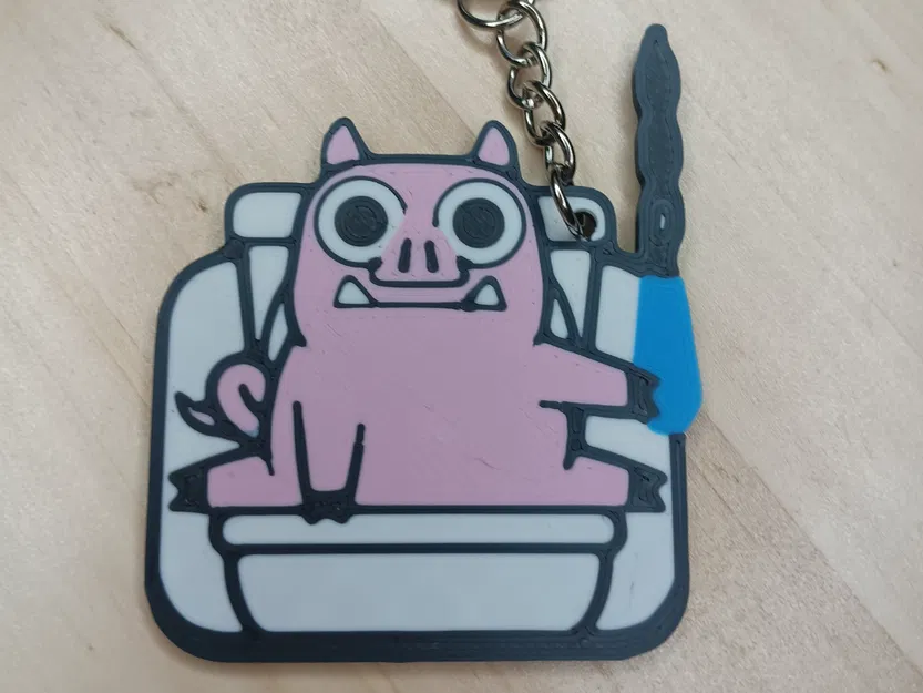 Mô hình 3D móc khóa Chú heo ngồi bồn cầu (Pig on Toilet) Clash Royale - Image 1