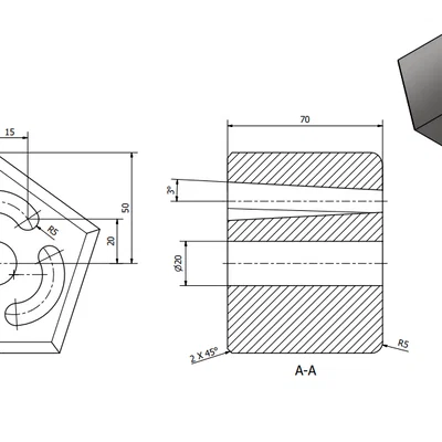 Mô hình khối ngũ giác đục lỗ kỹ thuật - Tệp STL chất lượng cao