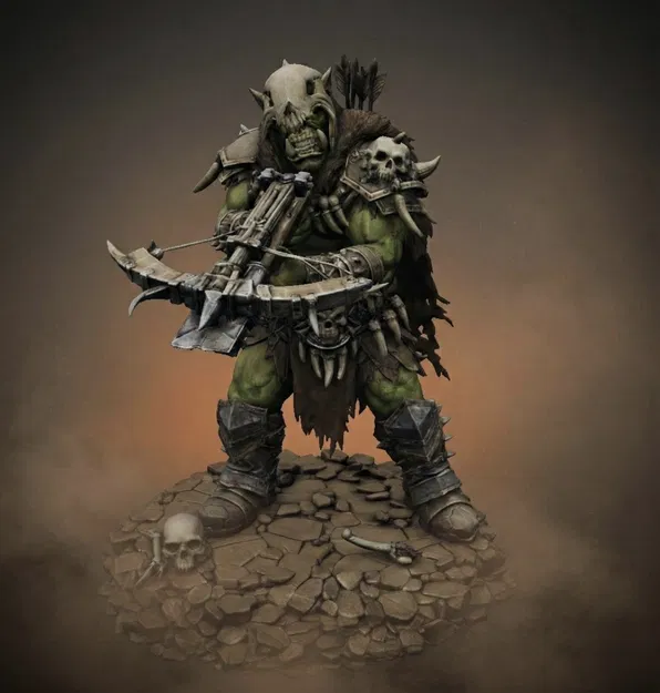 Bloodbound Realms – Orc – Boneclad Crossbow Raider (Mô hình 3D STL Dark Fantasy) - Image 1