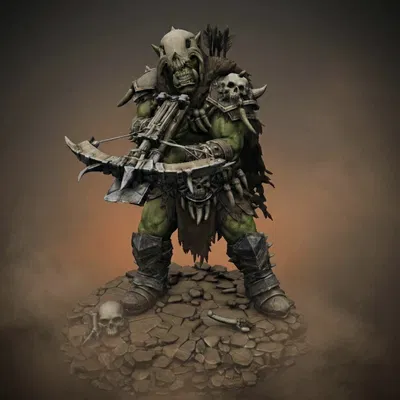 Bloodbound Realms – Orc – Boneclad Crossbow Raider (Mô hình 3D STL Dark Fantasy)