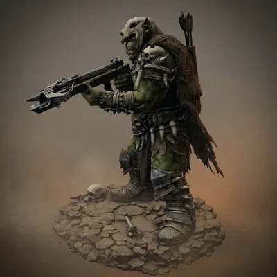 Bloodbound Realms – Orc – Boneclad Crossbow Raider (Mô hình 3D STL Dark Fantasy)