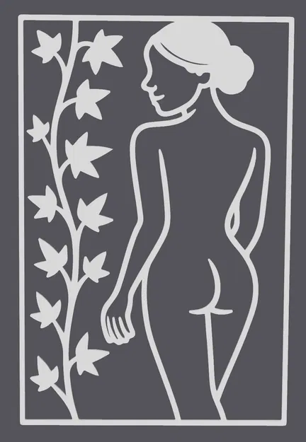 Mô hình silhouette thiếu nữ với họa tiết lá thường xuân - Image 1