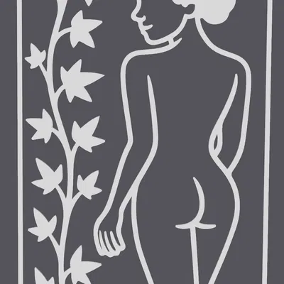 Mô hình silhouette thiếu nữ với họa tiết lá thường xuân