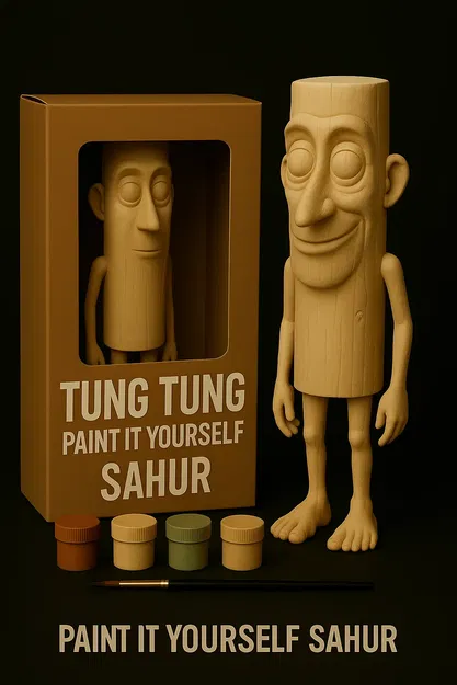 Mô hình Tung Tung Sahur tự tô màu - Đồ chơi sáng tạo 3D - Image 1