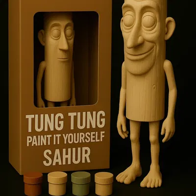 Mô hình Tung Tung Sahur tự tô màu - Đồ chơi sáng tạo 3D