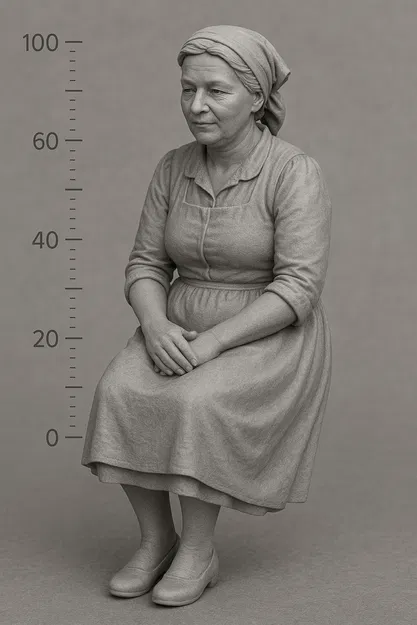 Mô hình cụ bà ngồi (Sedící babča) cho mô hình xe lửa chi tiết cao - Image 1