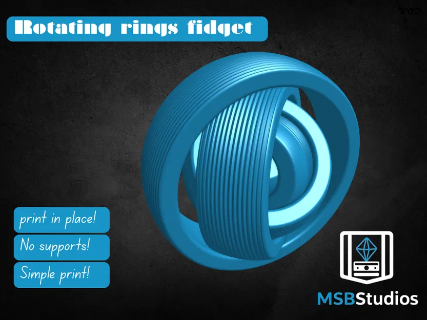 Đồ chơi xoay vòng Textured Rotating Rings Fidget Toy - In 3D dễ dàng - Image 1