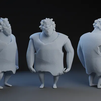 Mô hình 3D nhân vật Grug từ phim hoạt hình The Croods