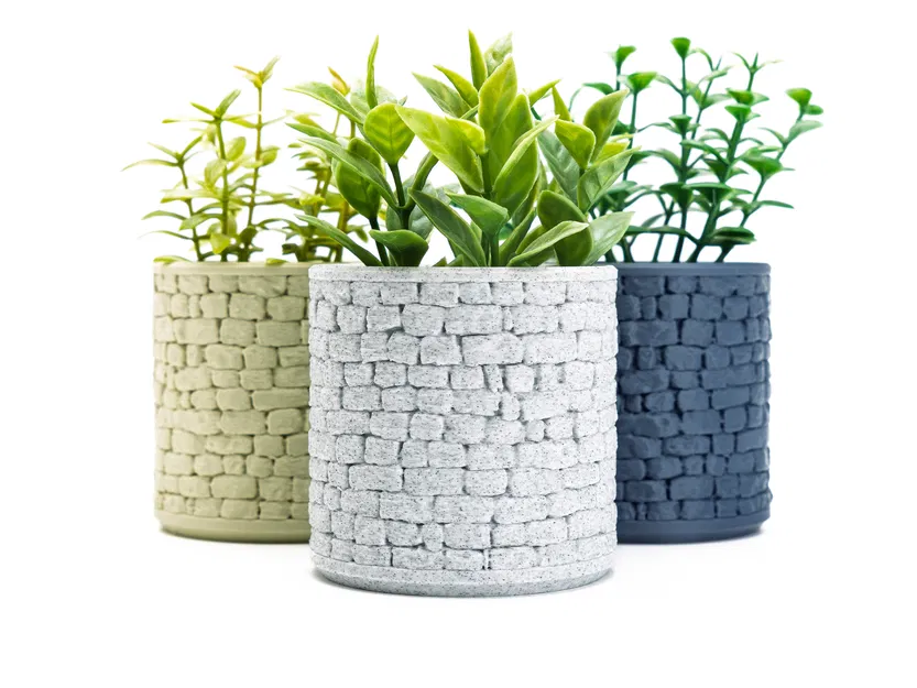 Chậu cây hình tròn họa tiết vân đá (Stone Wall Planter Round) - Image 1