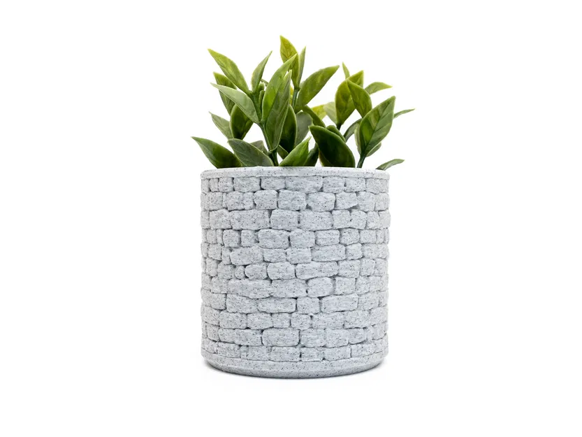 Chậu cây hình tròn họa tiết vân đá (Stone Wall Planter Round) - Image 3