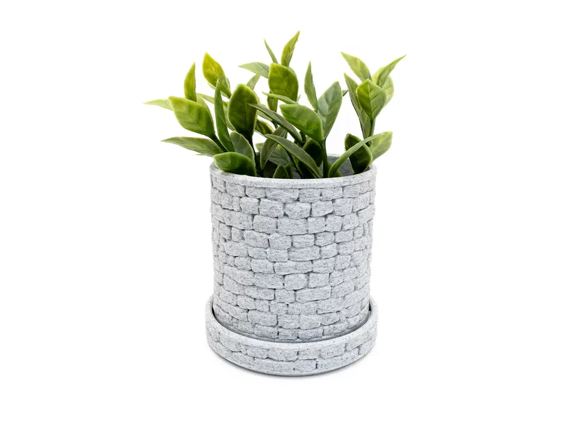 Chậu cây hình tròn họa tiết vân đá (Stone Wall Planter Round) - Image 4