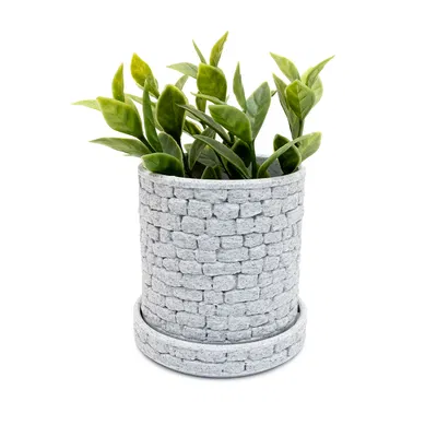 Chậu cây hình tròn họa tiết vân đá (Stone Wall Planter Round)