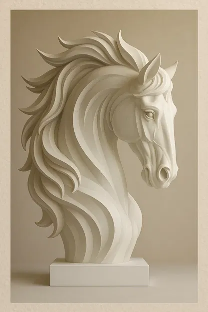 Đầu Ngựa – Tác phẩm Điêu khắc 3D sống động - Image 1