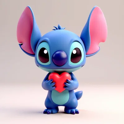 Mô hình 3D Stitch ôm trái tim dễ thương - File in cho fan Disney