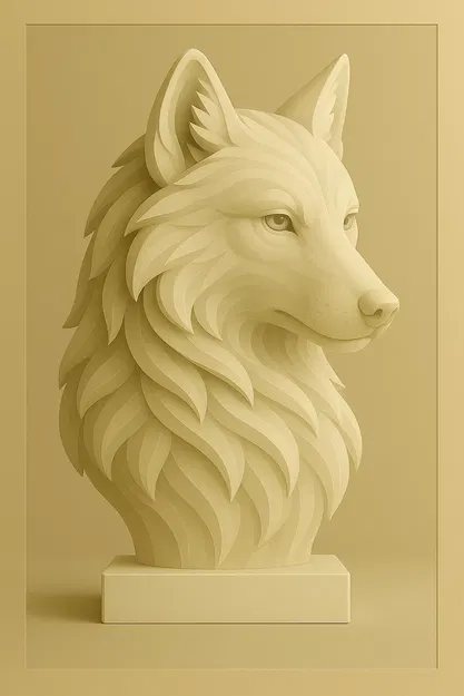 Mô hình đầu sói - Tượng điêu khắc động vật hoang dã - Image 1