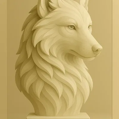 Mô hình đầu sói - Tượng điêu khắc động vật hoang dã