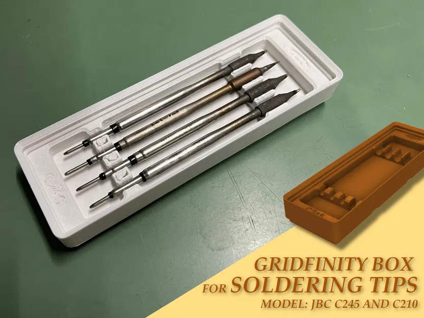 Hộp Gridfinity đựng mũi hàn JBC C245 và C210 - Image 1