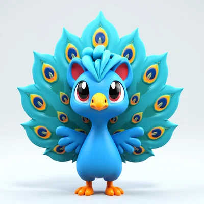 Mô hình chú chim công 3D đáng yêu trang trí bàn làm việc